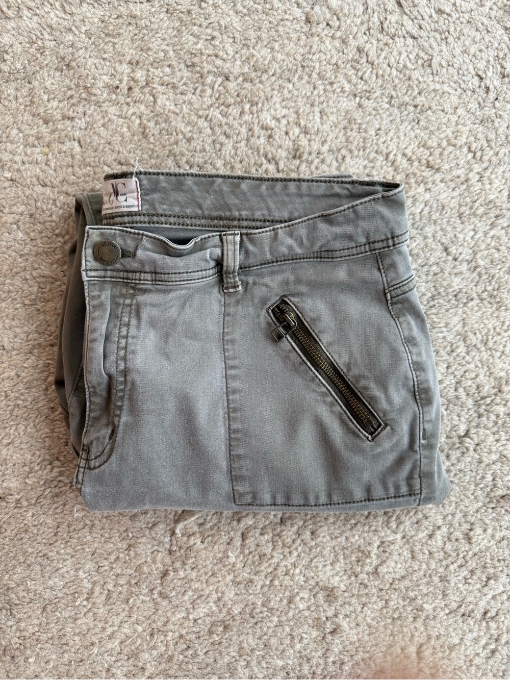 D/C Jeans Olive Green Cargo Pants Size 16 Zip Pockets